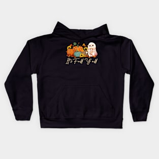 It'S Fall Y'All Boo Ghost Leopard Pumpkin Halloween Kids Hoodie